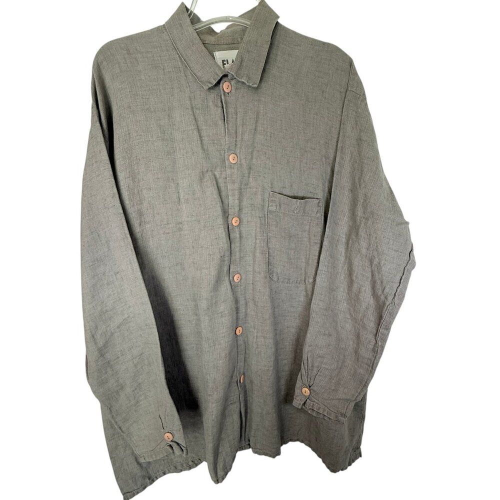 Flax by Angelheart 100% Linen Oversized Button Front Tunic- Womens Size L
